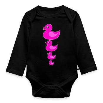 Ente Entchen Quietscheente Quak - Baby Bio-Langarm-Body - Schwarz - Vorne