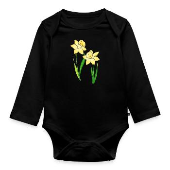 Narzissen - Baby Bio-Langarm-Body - Schwarz - Vorne