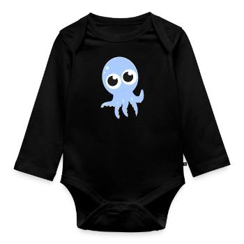 Poulpe poulpe poulpe de bébé poulpe bébé poisson - Body Bébé bio manches longues - noir - Devant