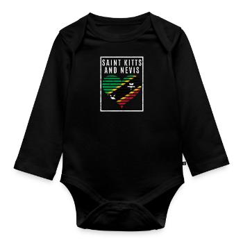 Saint Kitts and Nevis - Organic Longsleeve Baby Bodysuit - black - Front