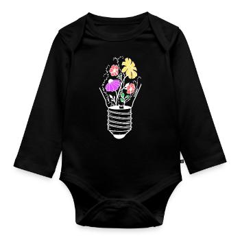 Glühbirne mit Blumen - Wachsende Ideen - Baby Bio-Langarm-Body - Schwarz - Vorne