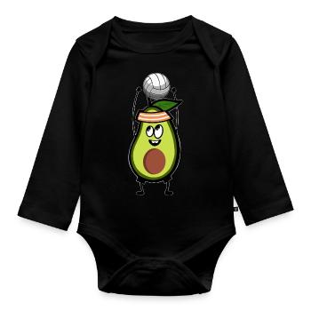 Volleyball Avocado - Baby Bio-Langarm-Body - Schwarz - Vorne