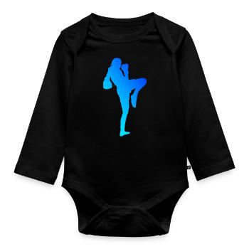 Boxe Thaï Hommes Femmes Muay Thai Boxer - Body Bébé bio manches longues - noir - Devant