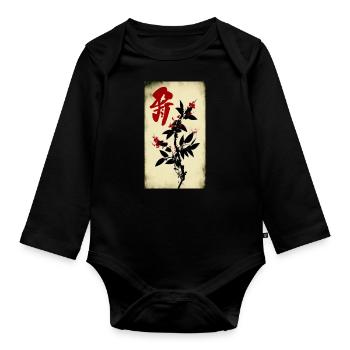 Chinesische Schrift - Baby Bio-Langarm-Body - Schwarz - Vorne