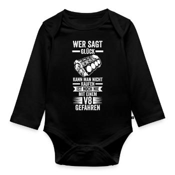 Auto Mechaniker KFZ Mechatroniker V8 Tuner Schraub - Baby Bio-Langarm-Body - Schwarz - Vorne