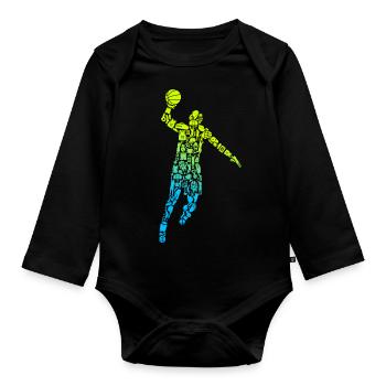 Basketballer Symbole Jungen Basketball - Baby Bio-Langarm-Body - Schwarz - Vorne