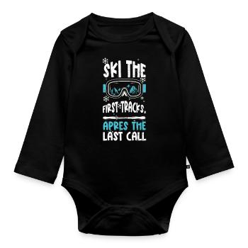 Ski the first tracks, après the... - Organic Longsleeve Baby Bodysuit - black - Front