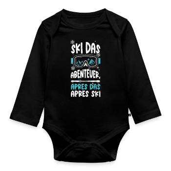 Ski das Abenteuer, Apres das Apr... - Baby Bio-Langarm-Body - Schwarz - Vorne