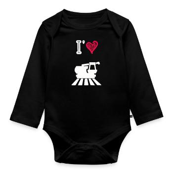 J’aime les moissonneuse - Body Bébé bio manches longues - noir - Devant