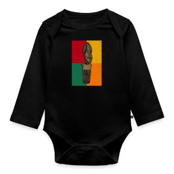 Afro Comb Hair Hairstyle History Culture Africa Comb - Organic Longsleeve Baby Bodysuit - black - Front