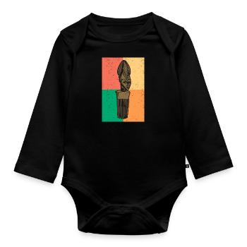 Afro Comb Hair Hairstyle History Culture Africa Comb - Organic Longsleeve Baby Bodysuit - black - Front