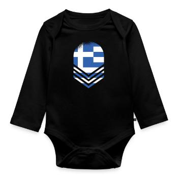 Drapeau de la Grèce Hellas Athènes Drapeau grec - Body Bébé bio manches longues - noir - Devant