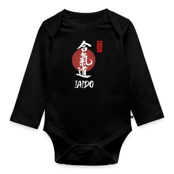 Iaido Japanese Warrior Text Shirt - Organic Longsleeve Baby Bodysuit - black - Front