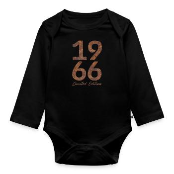 "Vintage 1966: Limited Edition in Rust Look" - Organic Longsleeve Baby Bodysuit - black - Front