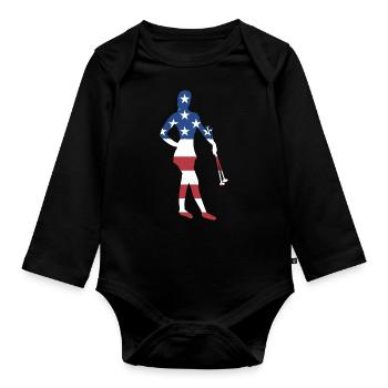 Baton Twirler Us Flag Baton Twirling - Baby Bio-Langarm-Body - Schwarz - Vorne