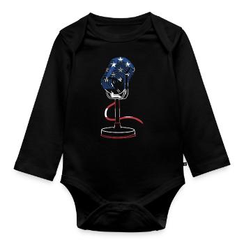 Singer Us Flag Karaoke - Baby Bio-Langarm-Body - Schwarz - Vorne