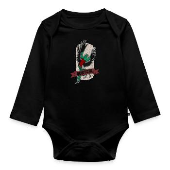 Quetzal Noah National Vogel Guatemala Antigua - Baby Bio-Langarm-Body - Schwarz - Vorne