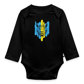 Schneeleopard National Souvenir Kasachstan - Baby Bio-Langarm-Body - Schwarz - Vorne