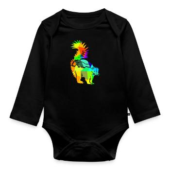 Skunk arc-en-ciel animaux polygone - Body Bébé bio manches longues - noir - Devant