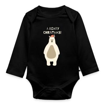 Ours de Noël Beary avec le Père Noël - Body Bébé bio manches longues - noir - Devant