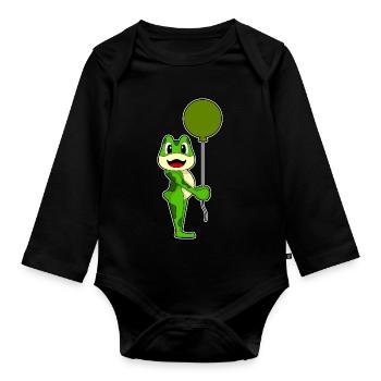 Frosch Luftballon - Baby Bio-Langarm-Body - Schwarz - Vorne