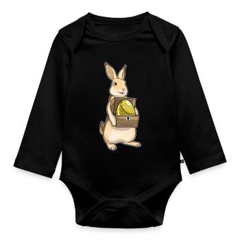 Bunny Easter Treasure Chest - Organic Longsleeve Baby Bodysuit - black - Front