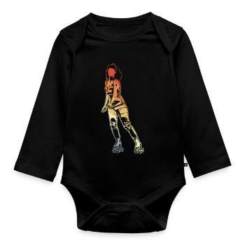 Roller skater - Organic Longsleeve Baby Bodysuit - black - Front