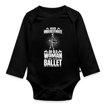 Ne sous-estimez jamais une vieille danseuse de ballet - Body Bébé bio manches longues - noir - Devant