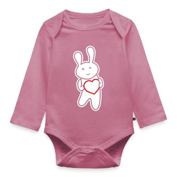 Häschen mit Herz: Liebe & Niedlichkeit - Baby Bio-Langarm-Body - Mauve - Vorne