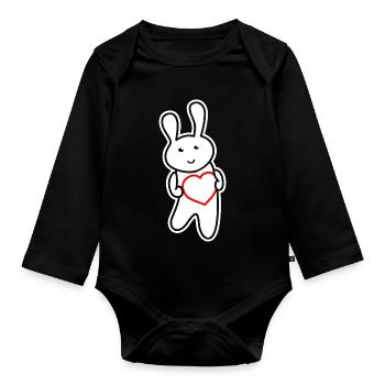 Häschen mit Herz: Liebe & Niedlichkeit - Baby Bio-Langarm-Body - Schwarz - Vorne