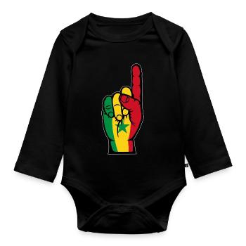 Senegal Flag Hand - Organic Longsleeve Baby Bodysuit - black - Front