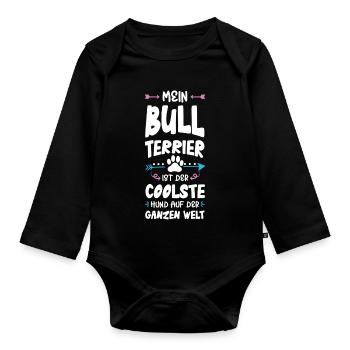 Bull terrier Dicton de chien - Body Bébé bio manches longues - noir - Devant