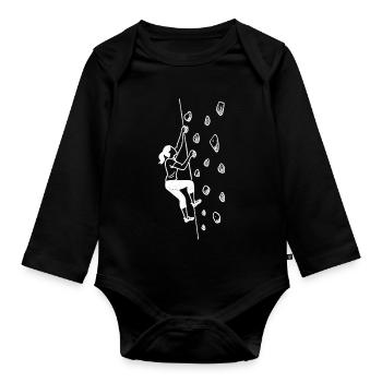 Bouldern Shirt Damen – Grafik Minimalismus - Baby Bio-Langarm-Body - Schwarz - Vorne
