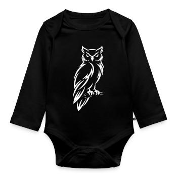 Eule – Mystisches  Natur Design - Baby Bio-Langarm-Body - Schwarz - Vorne