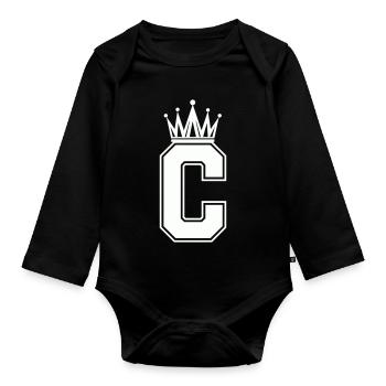 Buchstabe C - Baby Bio-Langarm-Body - Schwarz - Vorne