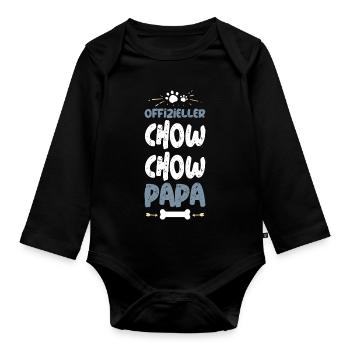 Offizieller Chow Chow Papa - Baby Bio-Langarm-Body - Schwarz - Vorne