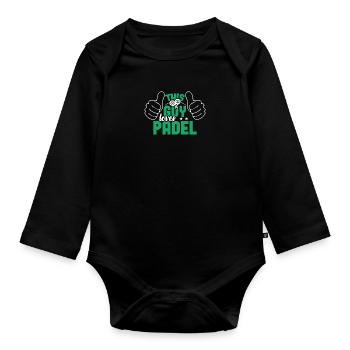 Padel Tennis Paddel Padelball Padeln Padeltennis - Baby Bio-Langarm-Body - Schwarz - Vorne