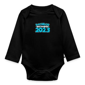 Bachelor 2023 Abschluss Promotion Sponsion - Baby Bio-Langarm-Body - Schwarz - Vorne