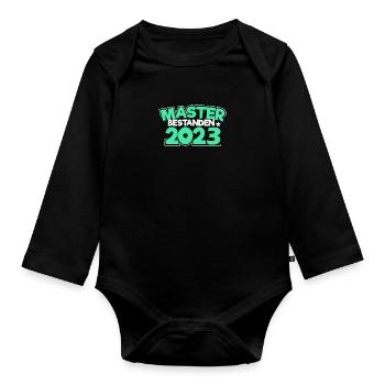 Master 2023 Abschluss Promotion Sponsion Uni - Baby Bio-Langarm-Body - Schwarz - Vorne