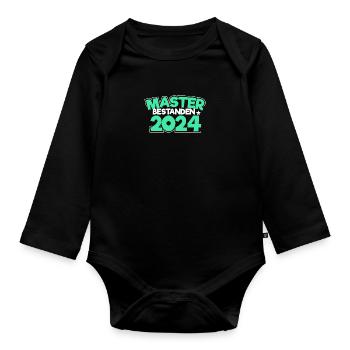 Master bestanden 2024 Masterabschluss Sponsion - Baby Bio-Langarm-Body - Schwarz - Vorne