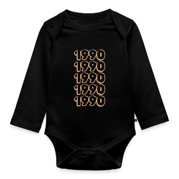 Year of birth 1990 - Organic Longsleeve Baby Bodysuit - black - Front