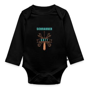 Mechaniker Schrauber Werkstatt Mechatroniker - Baby Bio-Langarm-Body - Schwarz - Vorne