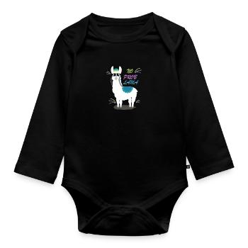 No Prob Lama - Cooles Alpaka mit Sonnenbrille - Baby Bio-Langarm-Body - Schwarz - Vorne