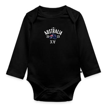 Australien XV Rugby-Nationalmannschaft - Baby Bio-Langarm-Body - Schwarz - Vorne