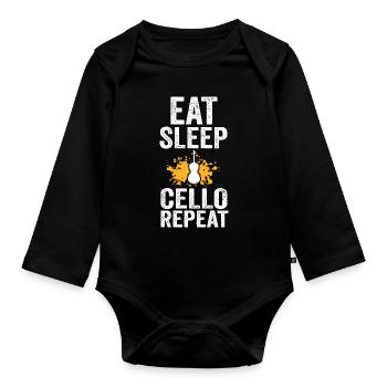Cello Musik Cellospieler Geschenk - Baby Bio-Langarm-Body - Schwarz - Vorne
