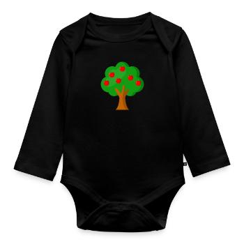 ein Apfelbaum - Baby Bio-Langarm-Body - Schwarz - Vorne