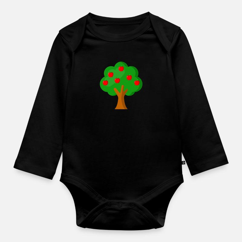 an apple tree - Organic Longsleeve Baby Bodysuit - black