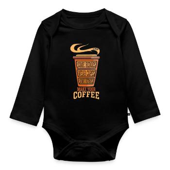 Some heroes wear capes - others cook - Organic Longsleeve Baby Bodysuit - black - Front