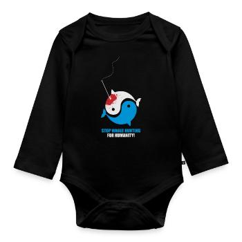 Stop Whale Hunting For Humanity - Baby Bio-Langarm-Body - Schwarz - Vorne