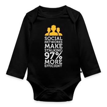 Social Networks machen Stalking einfacher! - Baby Bio-Langarm-Body - Schwarz - Vorne